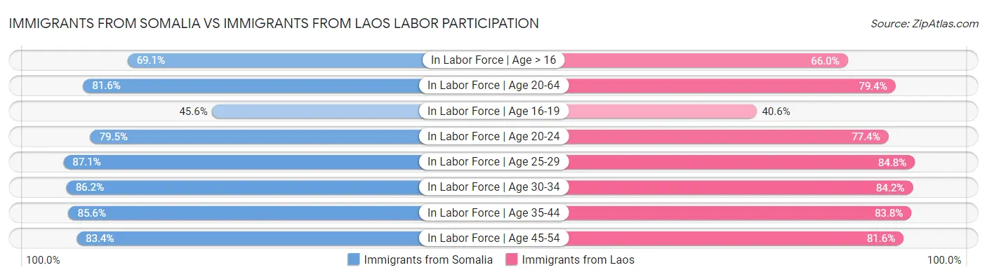 Immigrants from Somalia vs Immigrants from Laos Labor Participation