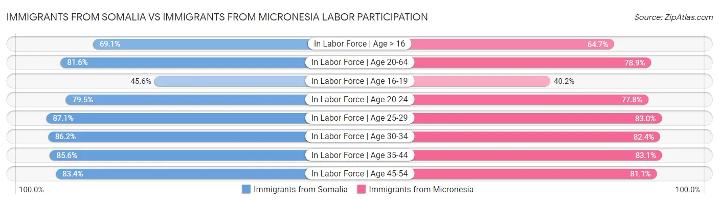 Immigrants from Somalia vs Immigrants from Micronesia Labor Participation
