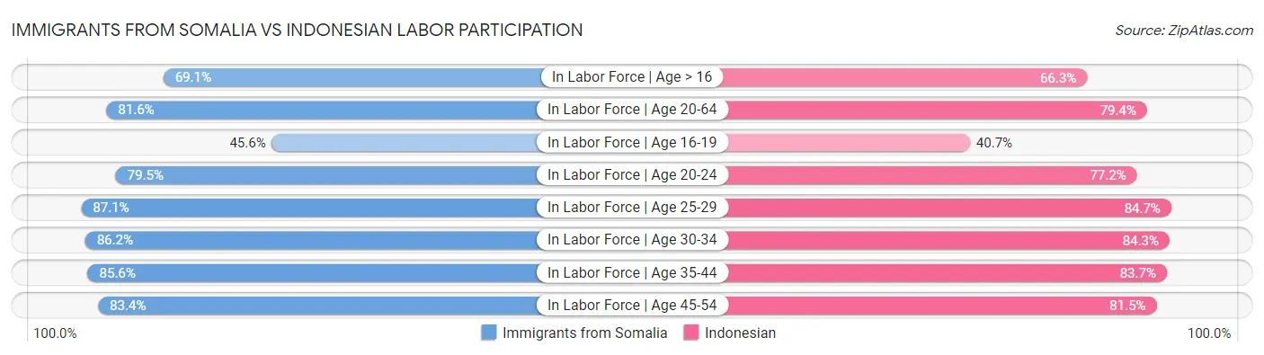 Immigrants from Somalia vs Indonesian Labor Participation