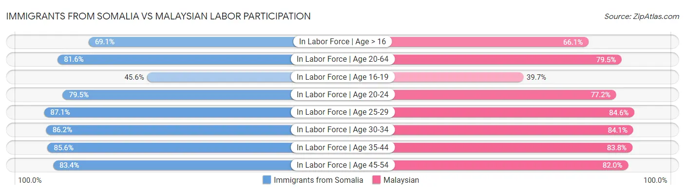 Immigrants from Somalia vs Malaysian Labor Participation