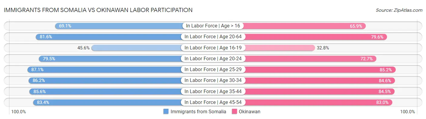Immigrants from Somalia vs Okinawan Labor Participation