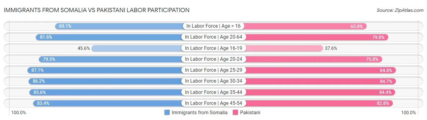 Immigrants from Somalia vs Pakistani Labor Participation