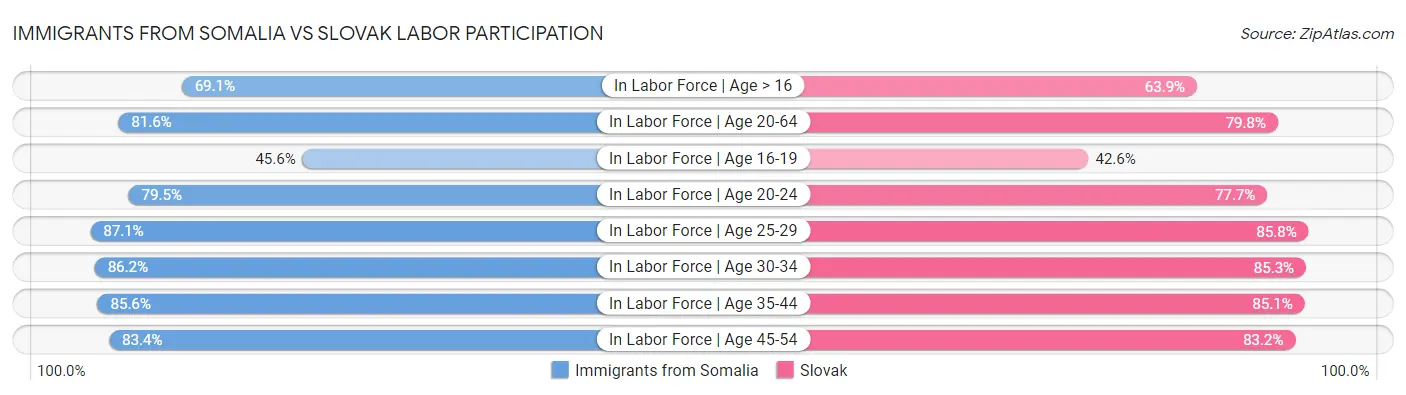 Immigrants from Somalia vs Slovak Labor Participation