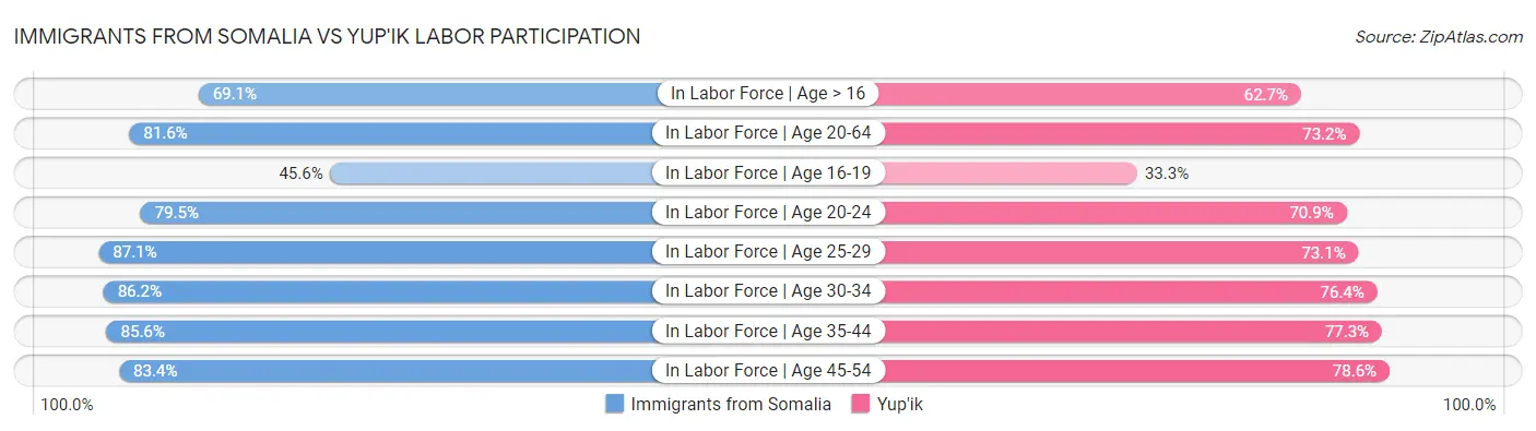 Immigrants from Somalia vs Yup'ik Labor Participation