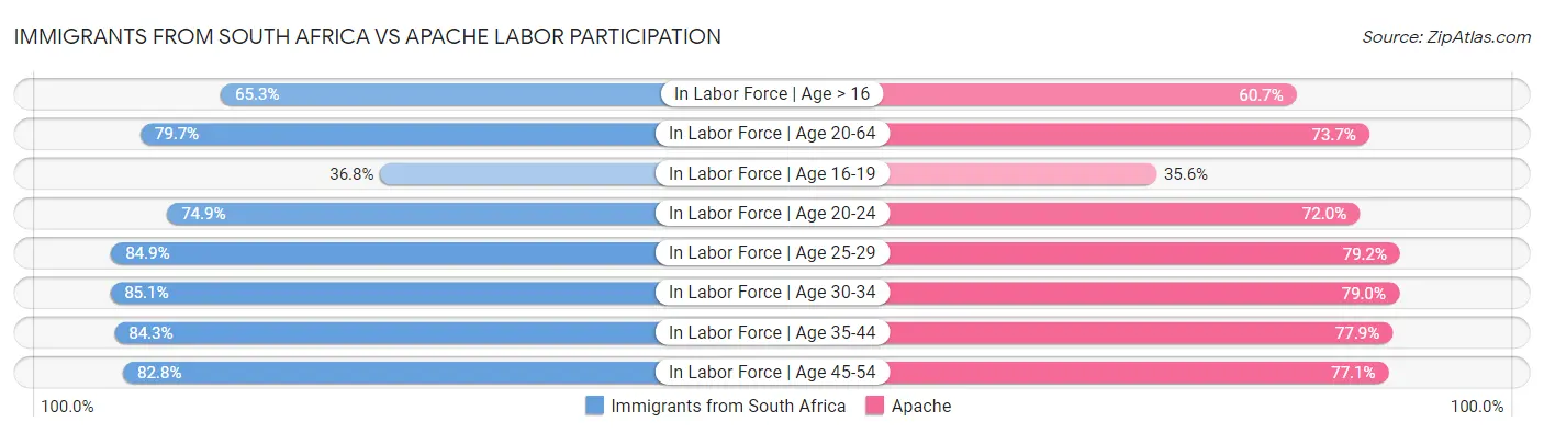 Immigrants from South Africa vs Apache Labor Participation