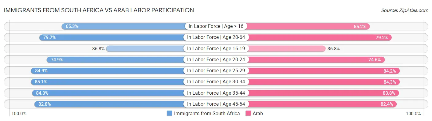 Immigrants from South Africa vs Arab Labor Participation