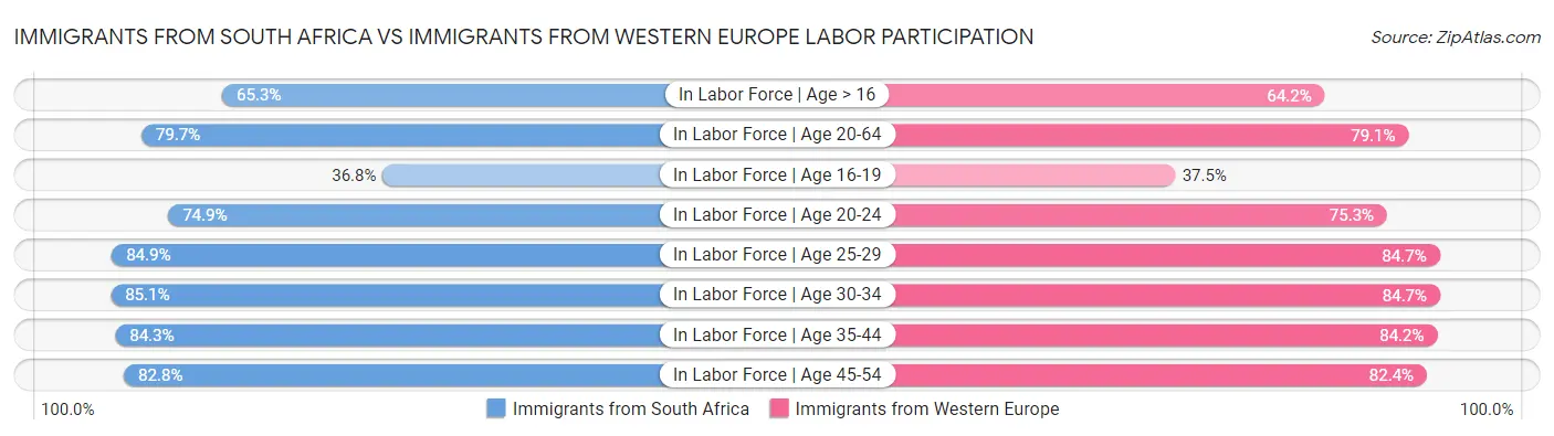 Immigrants from South Africa vs Immigrants from Western Europe Labor Participation