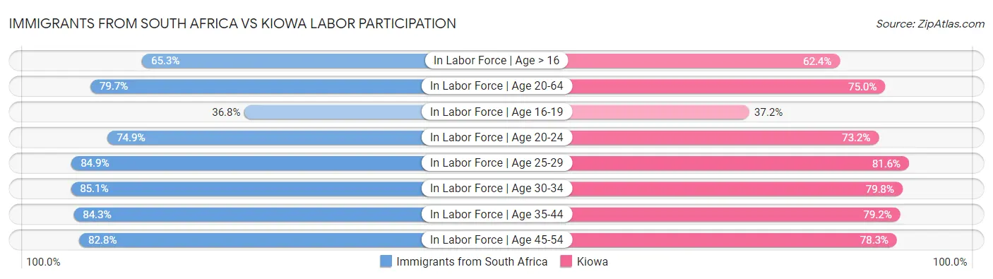 Immigrants from South Africa vs Kiowa Labor Participation