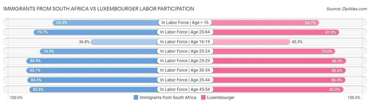 Immigrants from South Africa vs Luxembourger Labor Participation