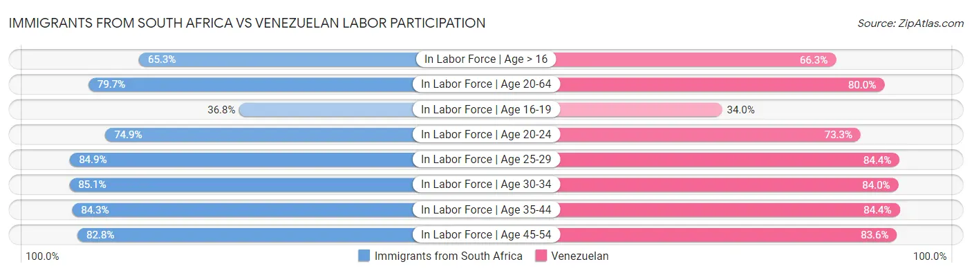 Immigrants from South Africa vs Venezuelan Labor Participation