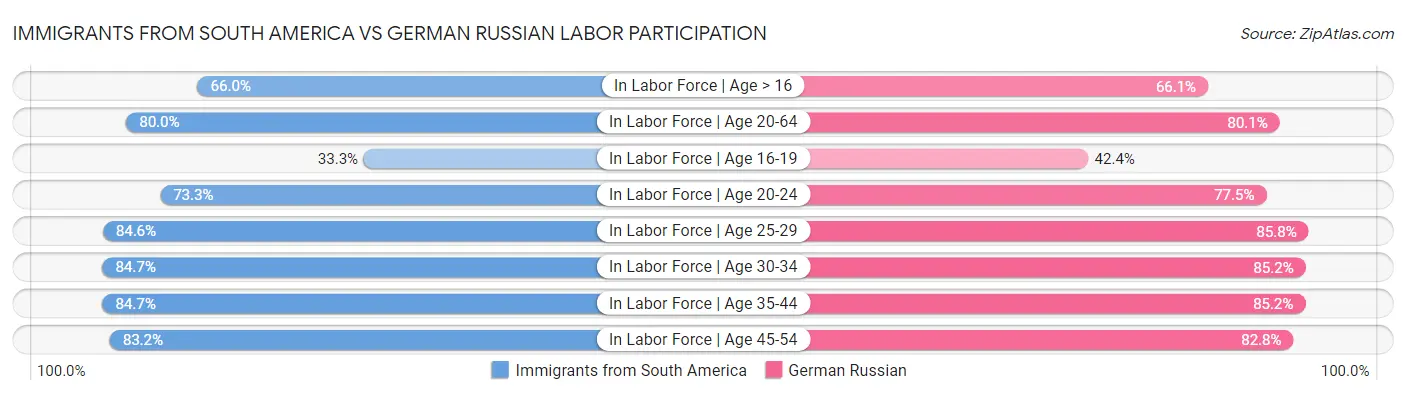 Immigrants from South America vs German Russian Labor Participation