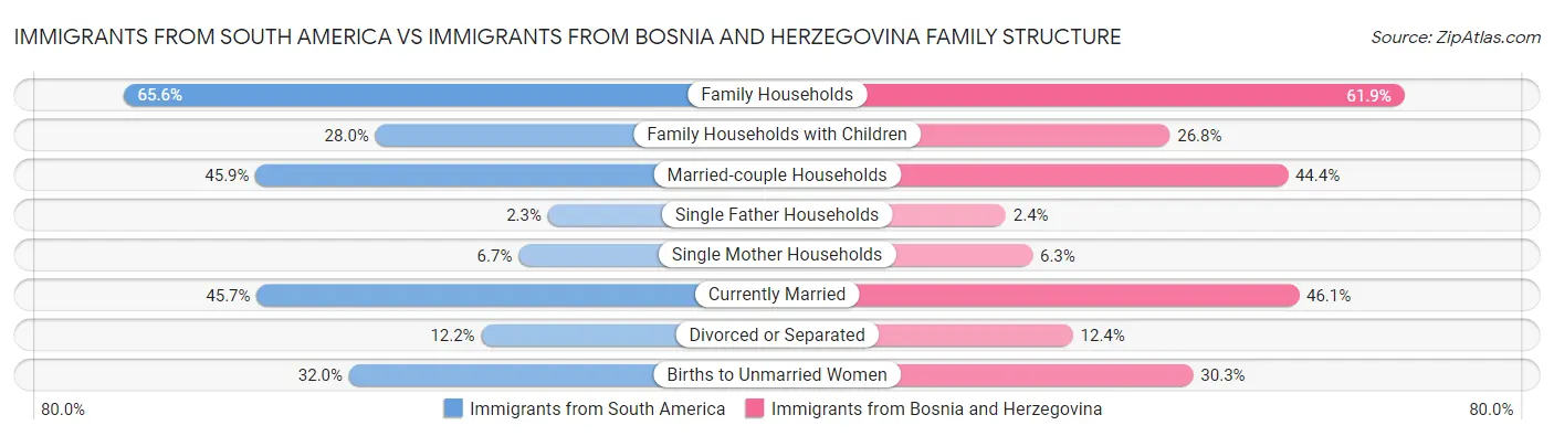 Immigrants from South America vs Immigrants from Bosnia and Herzegovina Family Structure