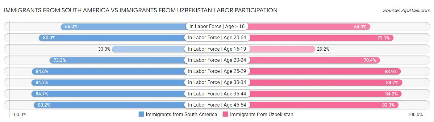 Immigrants from South America vs Immigrants from Uzbekistan Labor Participation