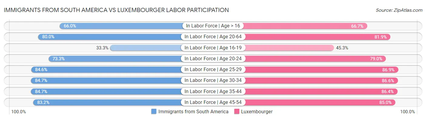 Immigrants from South America vs Luxembourger Labor Participation