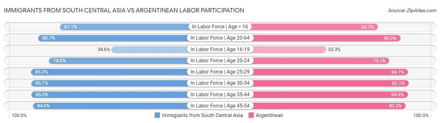 Immigrants from South Central Asia vs Argentinean Labor Participation