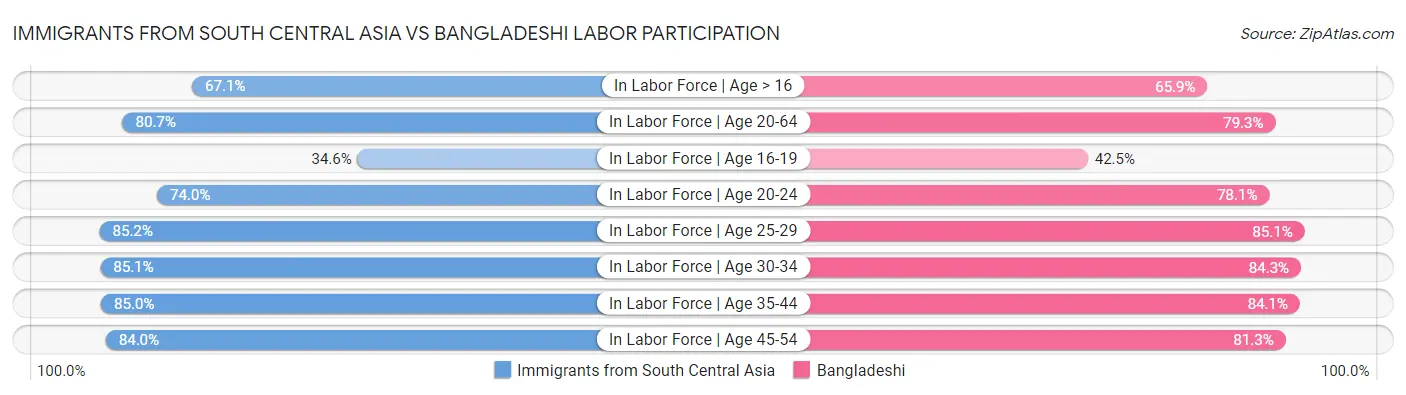 Immigrants from South Central Asia vs Bangladeshi Labor Participation