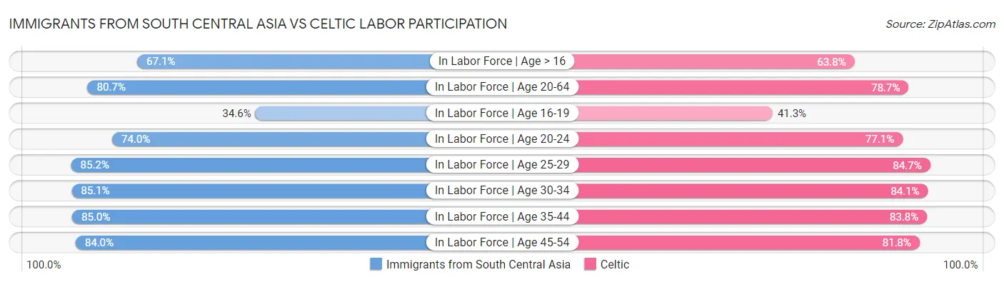 Immigrants from South Central Asia vs Celtic Labor Participation