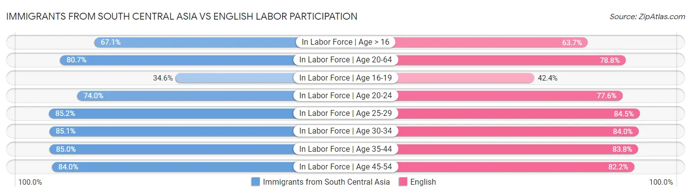 Immigrants from South Central Asia vs English Labor Participation