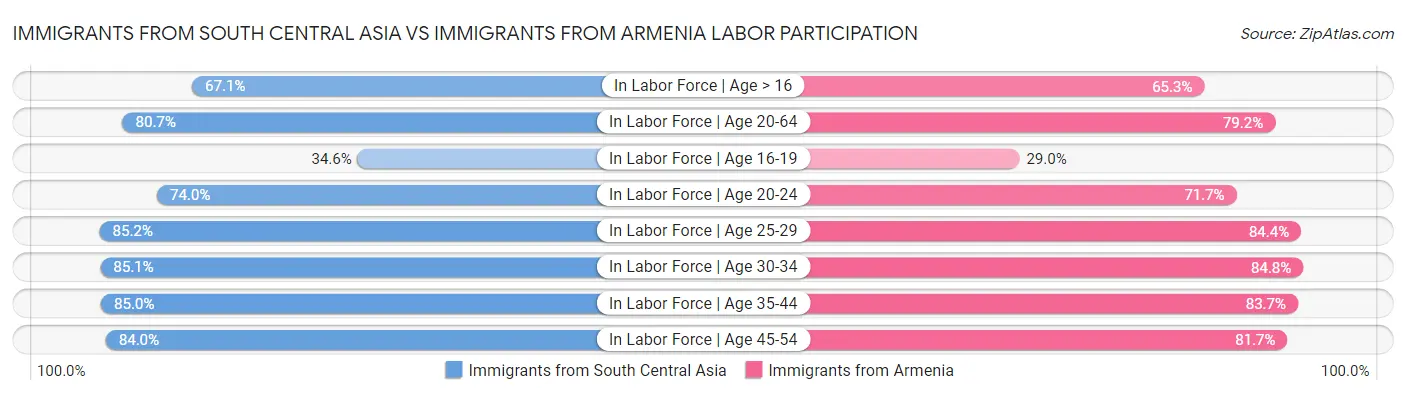 Immigrants from South Central Asia vs Immigrants from Armenia Labor Participation