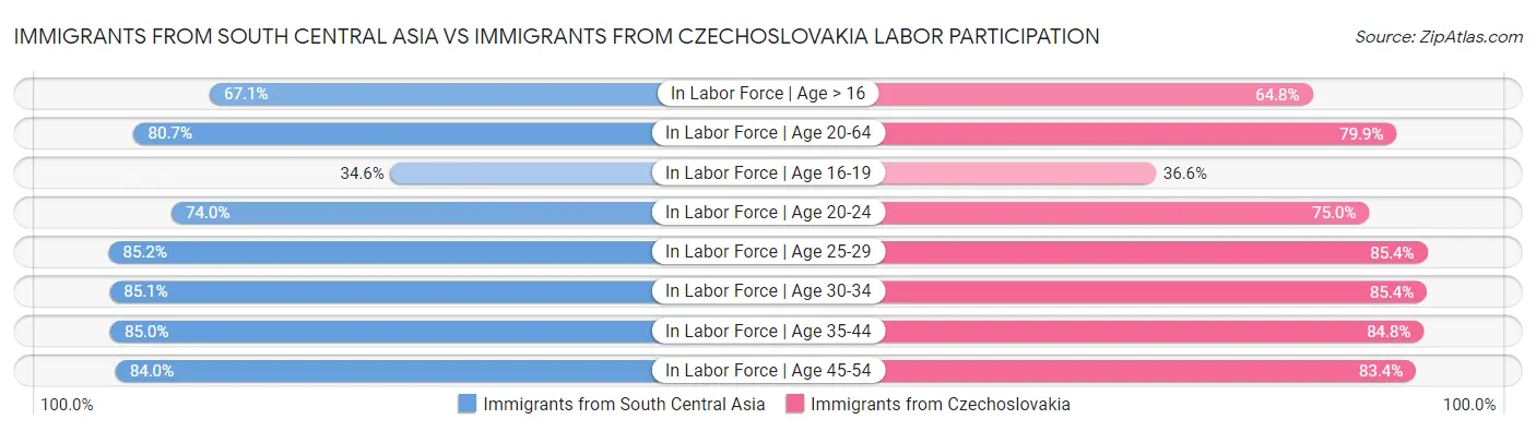 Immigrants from South Central Asia vs Immigrants from Czechoslovakia Labor Participation