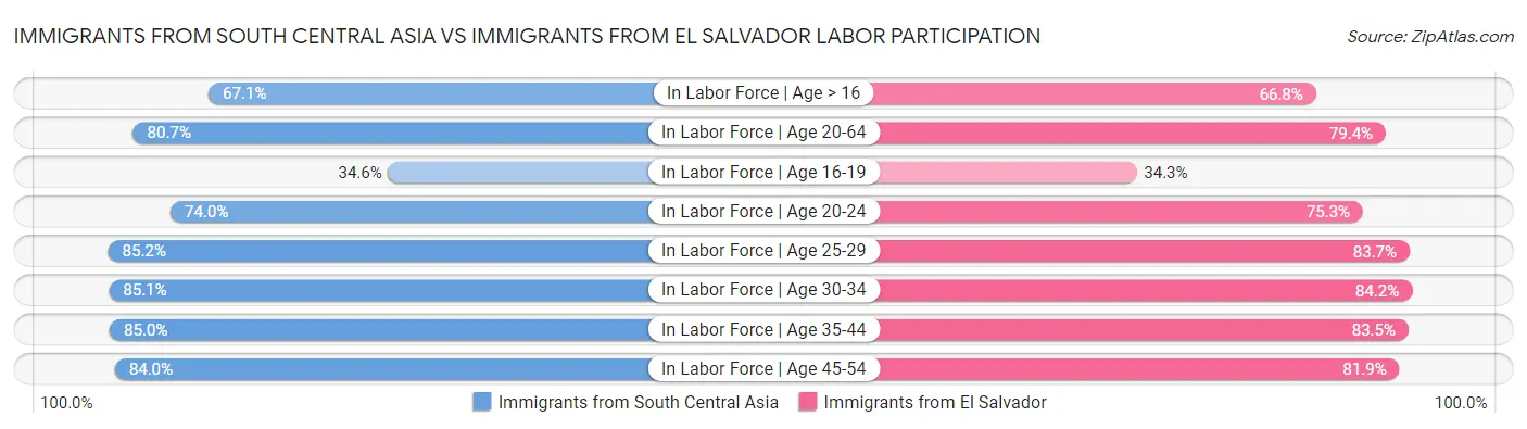 Immigrants from South Central Asia vs Immigrants from El Salvador Labor Participation