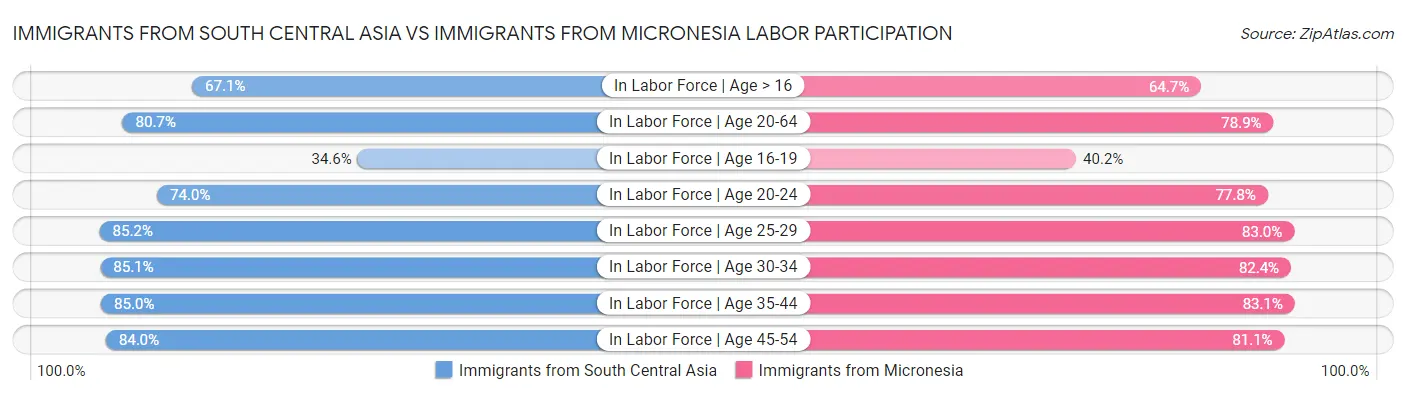 Immigrants from South Central Asia vs Immigrants from Micronesia Labor Participation