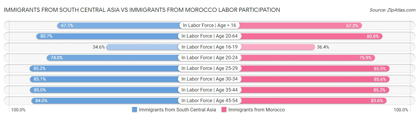 Immigrants from South Central Asia vs Immigrants from Morocco Labor Participation