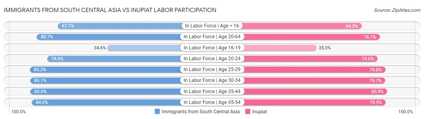 Immigrants from South Central Asia vs Inupiat Labor Participation