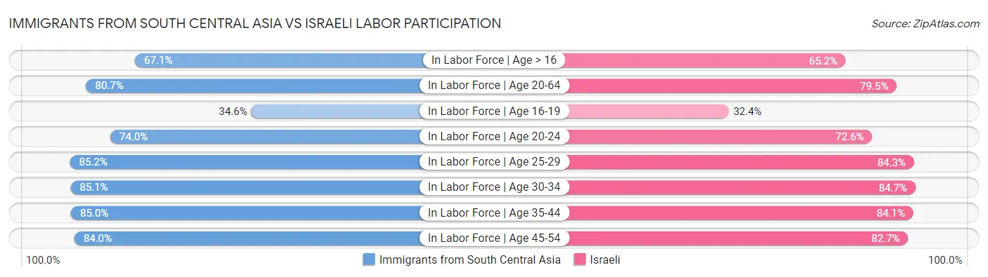 Immigrants from South Central Asia vs Israeli Labor Participation