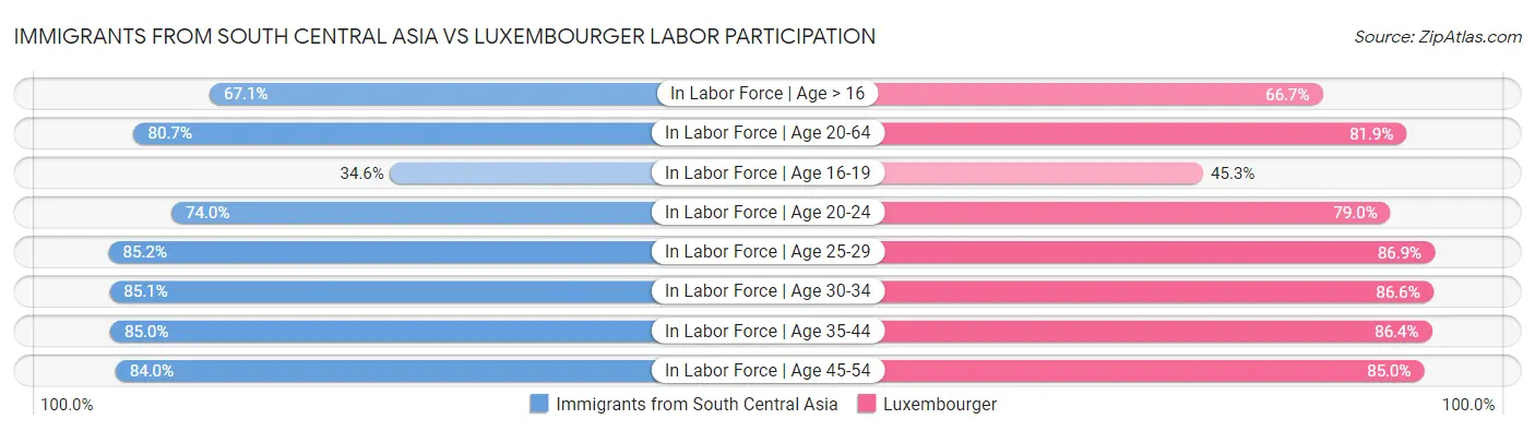 Immigrants from South Central Asia vs Luxembourger Labor Participation