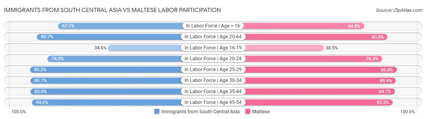 Immigrants from South Central Asia vs Maltese Labor Participation