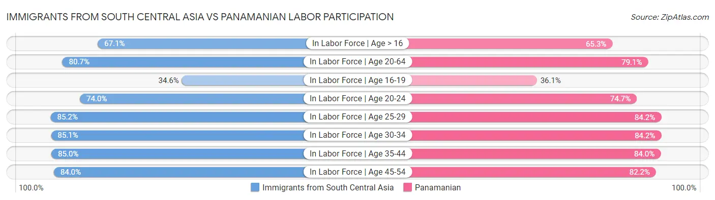 Immigrants from South Central Asia vs Panamanian Labor Participation