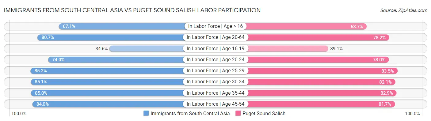 Immigrants from South Central Asia vs Puget Sound Salish Labor Participation