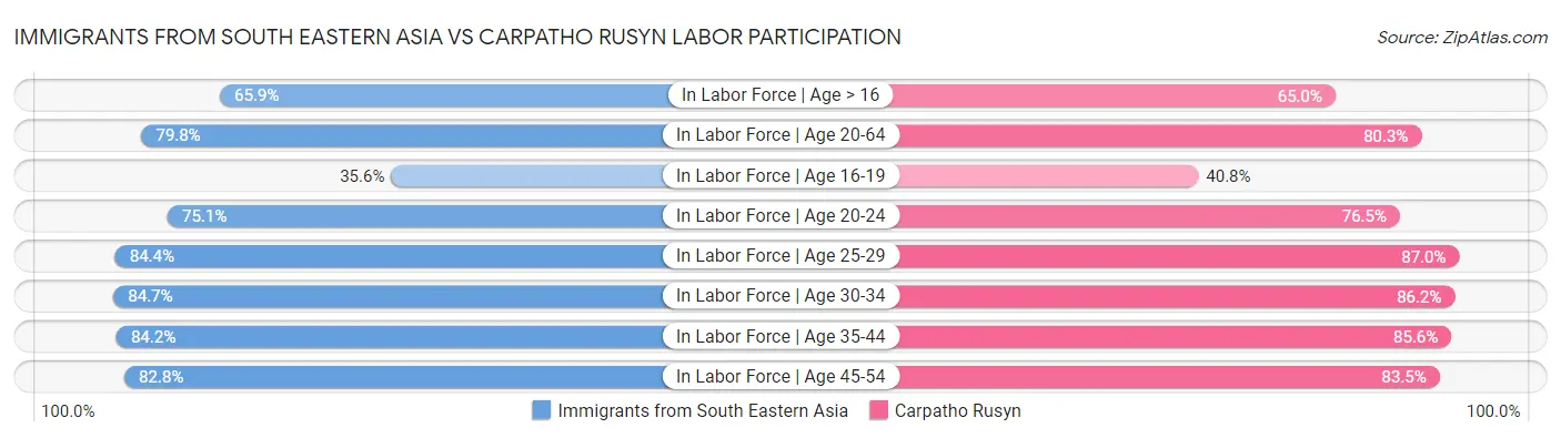 Immigrants from South Eastern Asia vs Carpatho Rusyn Labor Participation