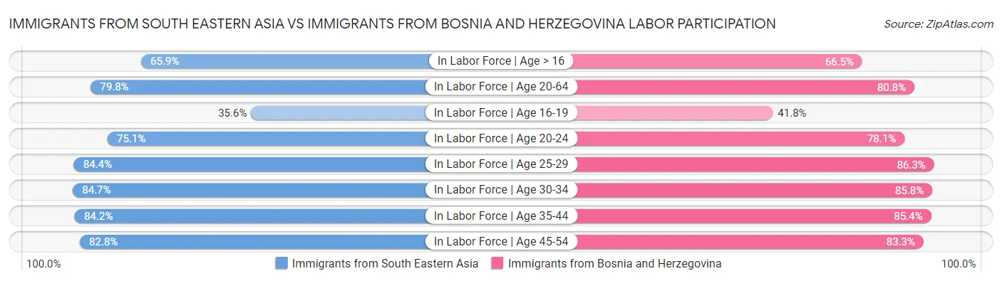 Immigrants from South Eastern Asia vs Immigrants from Bosnia and Herzegovina Labor Participation