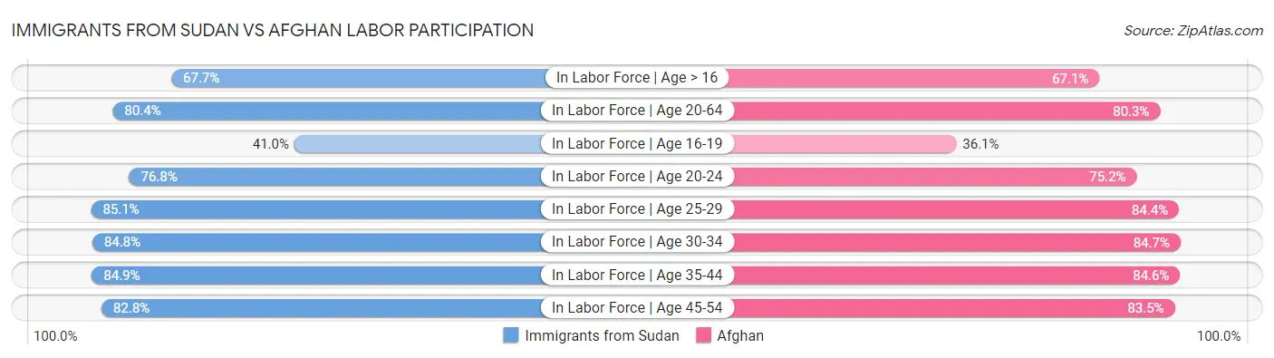 Immigrants from Sudan vs Afghan Labor Participation
