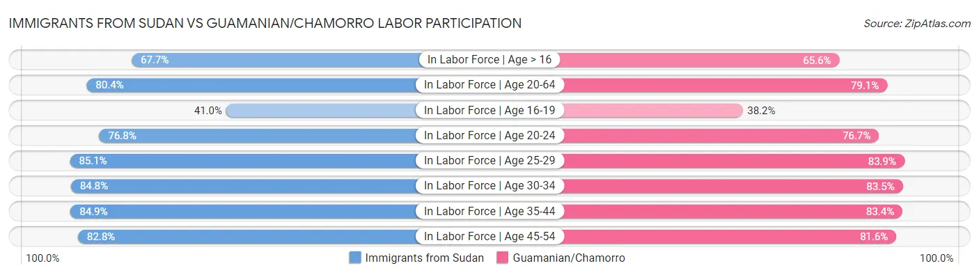 Immigrants from Sudan vs Guamanian/Chamorro Labor Participation