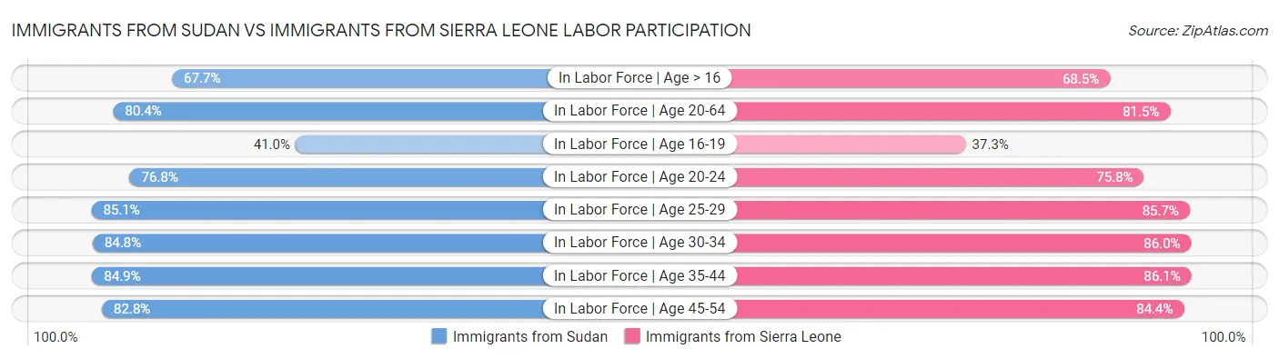 Immigrants from Sudan vs Immigrants from Sierra Leone Labor Participation