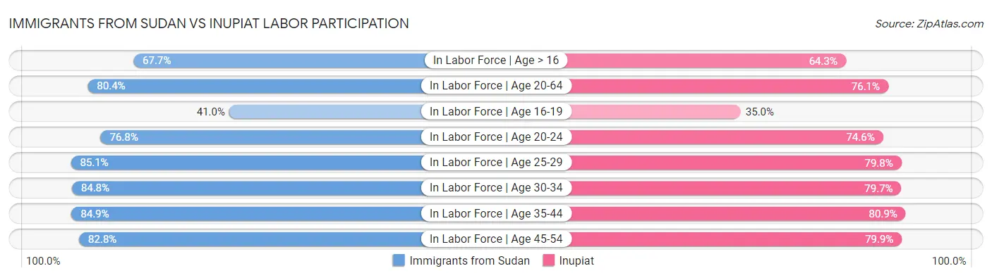 Immigrants from Sudan vs Inupiat Labor Participation