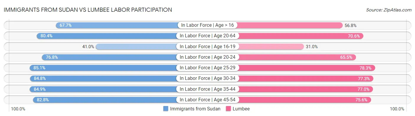 Immigrants from Sudan vs Lumbee Labor Participation