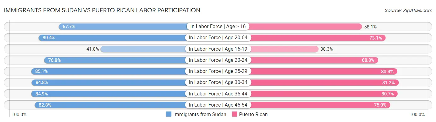 Immigrants from Sudan vs Puerto Rican Labor Participation