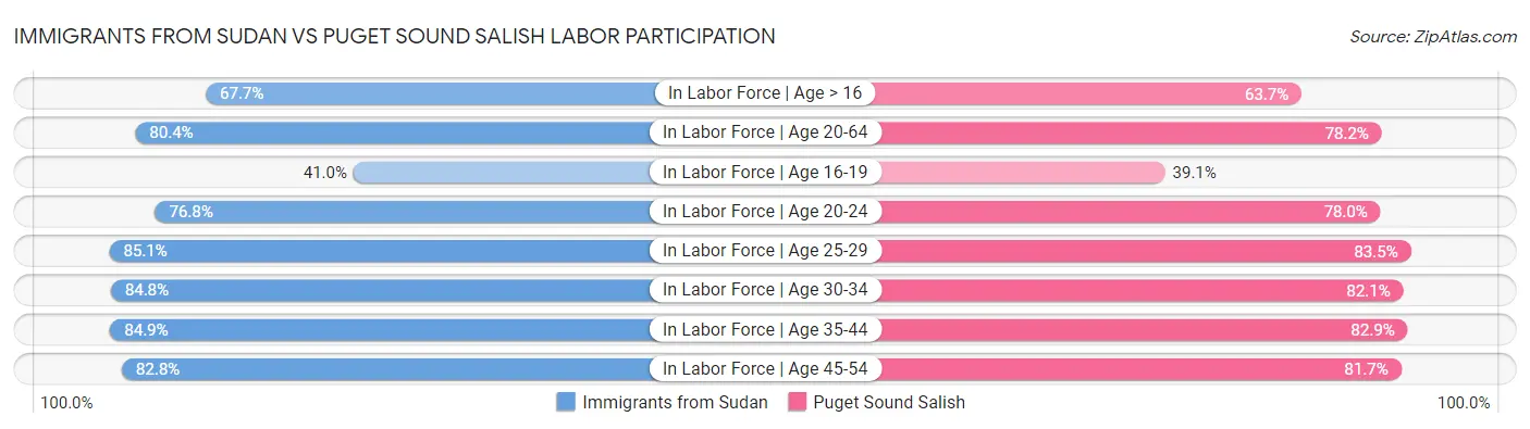 Immigrants from Sudan vs Puget Sound Salish Labor Participation