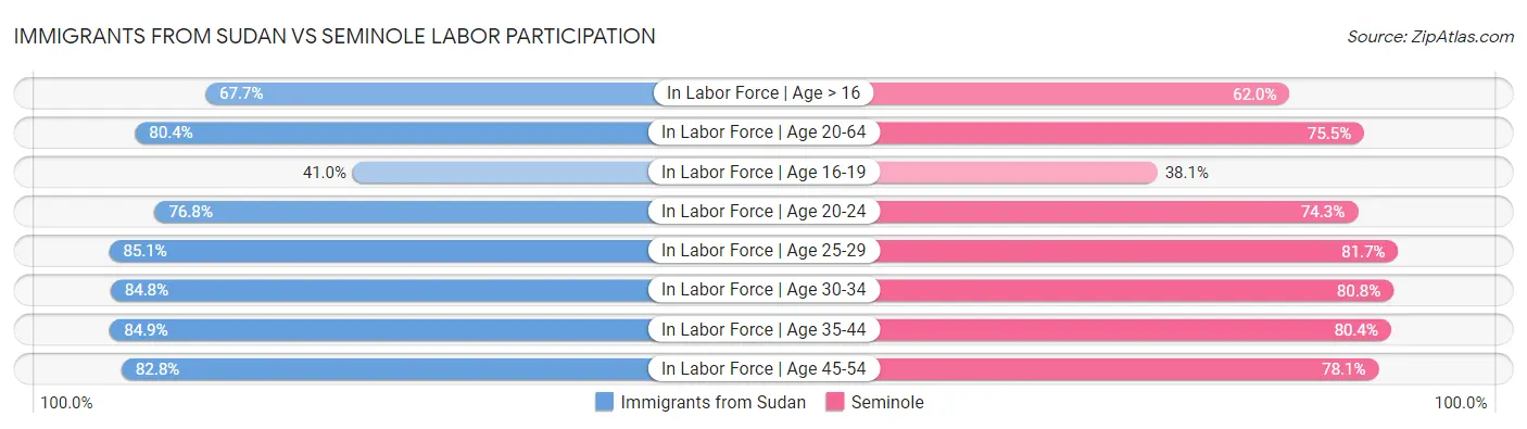 Immigrants from Sudan vs Seminole Labor Participation