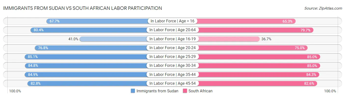 Immigrants from Sudan vs South African Labor Participation