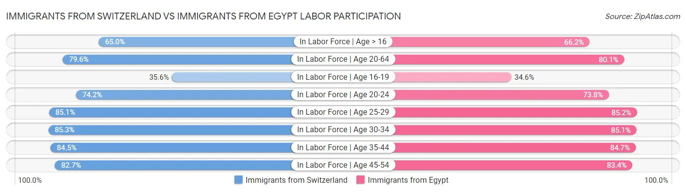 Immigrants from Switzerland vs Immigrants from Egypt Labor Participation