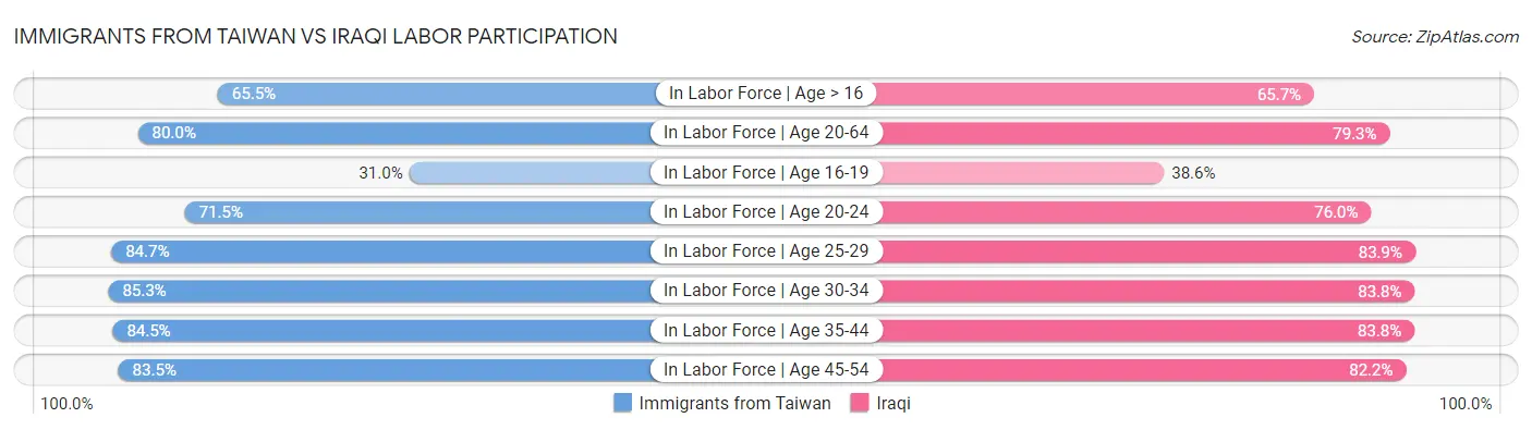 Immigrants from Taiwan vs Iraqi Labor Participation