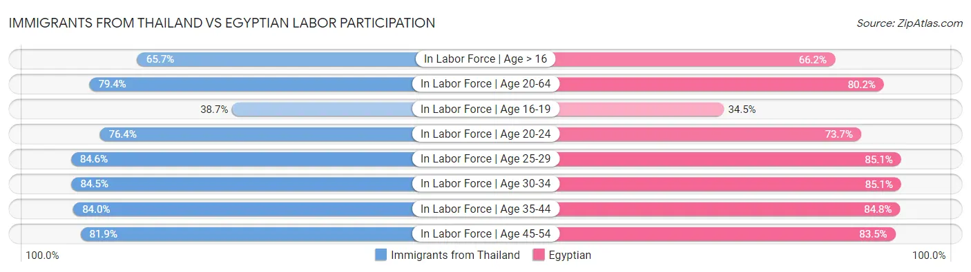 Immigrants from Thailand vs Egyptian Labor Participation