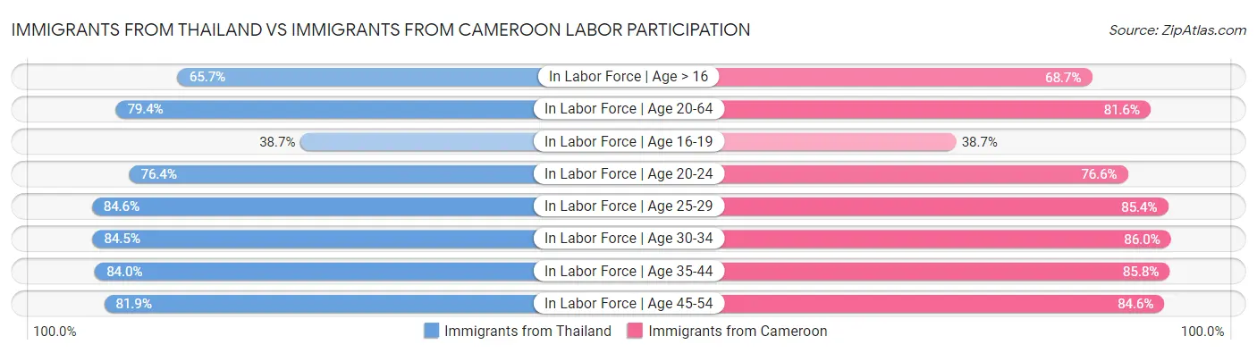Immigrants from Thailand vs Immigrants from Cameroon Labor Participation