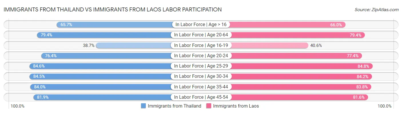 Immigrants from Thailand vs Immigrants from Laos Labor Participation