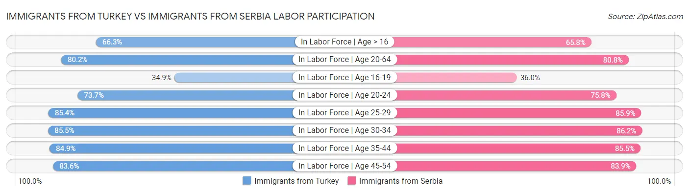 Immigrants from Turkey vs Immigrants from Serbia Labor Participation